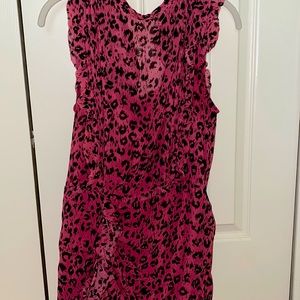 All Saints Black and Pink Cheetah Mini Dress